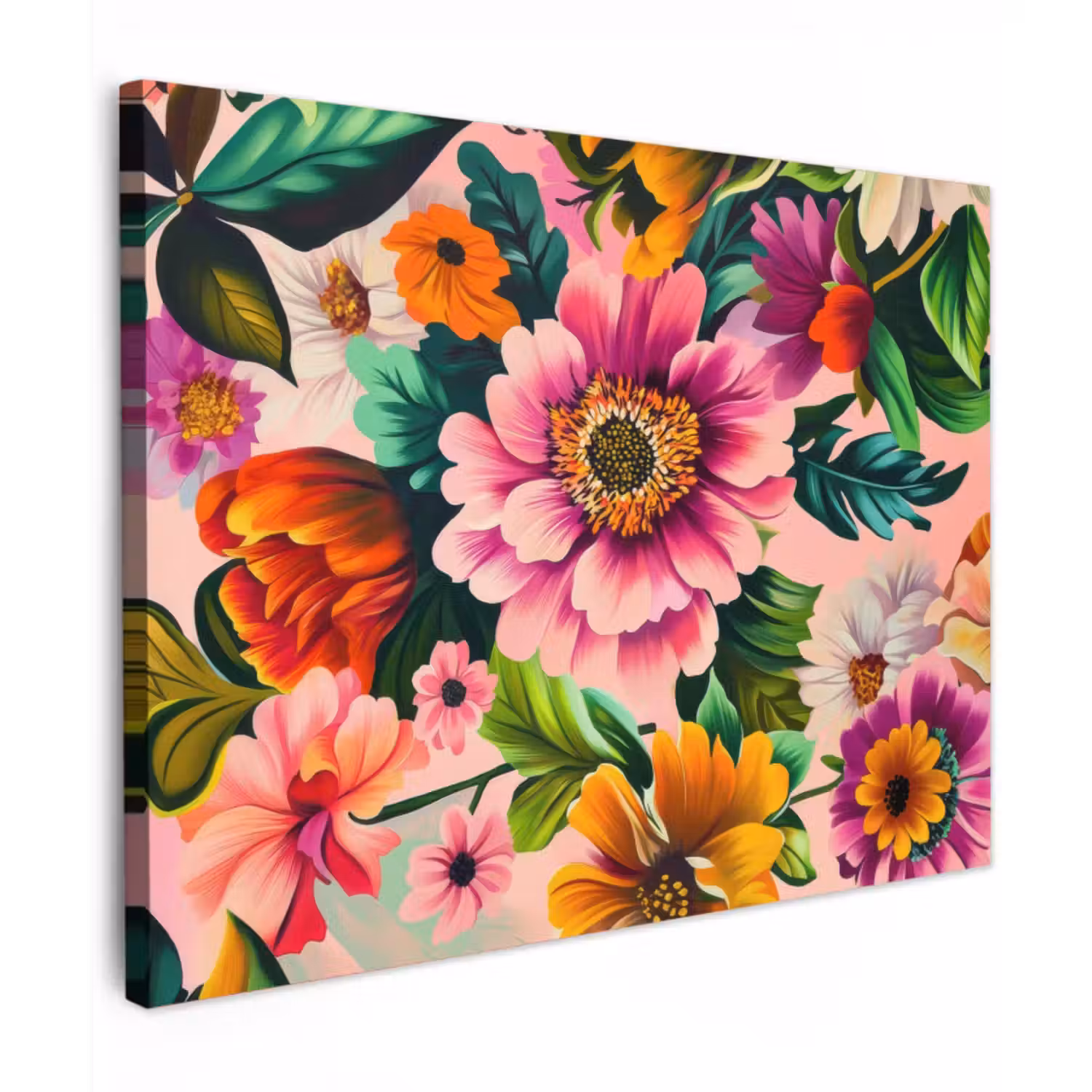 Canvas schilderij - Bloemen - Kleurrijk - Roze