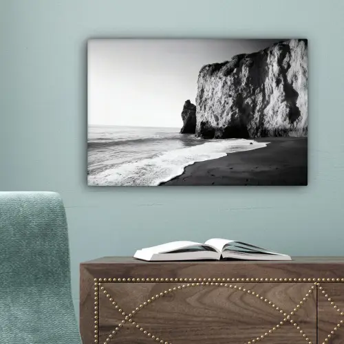 Strand - Klif - Golven - Voetstappen canvas 2cm klein -sfeer4