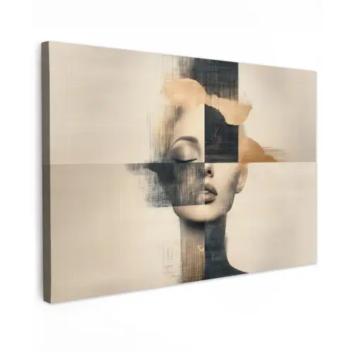 Goud - Vrouw - Rechthoeken Tuinposter op houten frame 2 cm dik klein -3d