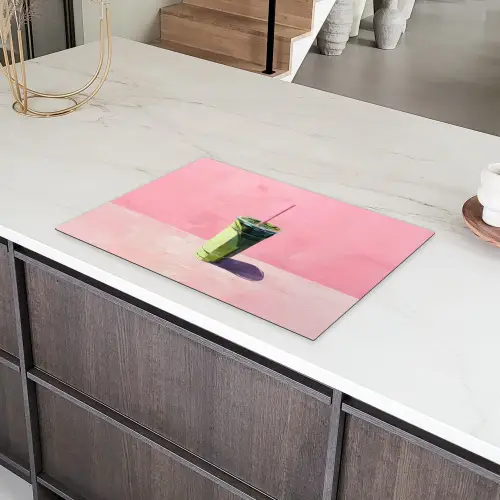 Beker - Rietje - Minimalistisch - Groen Inductie beschermer vinyl 3mm klein -sfeer8