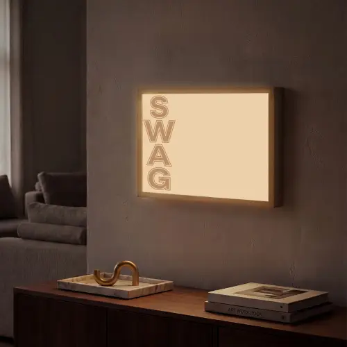 Swag - Bruin - Beige Light Box met batterij (Wandlamp) middel -sfeer1