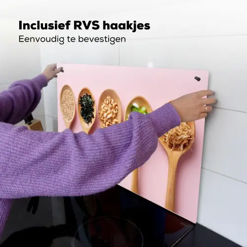 Ingrediënten - Lepels - Hout - Roze Inductie beschemer met haakjes klein -ky-ophangen-nl