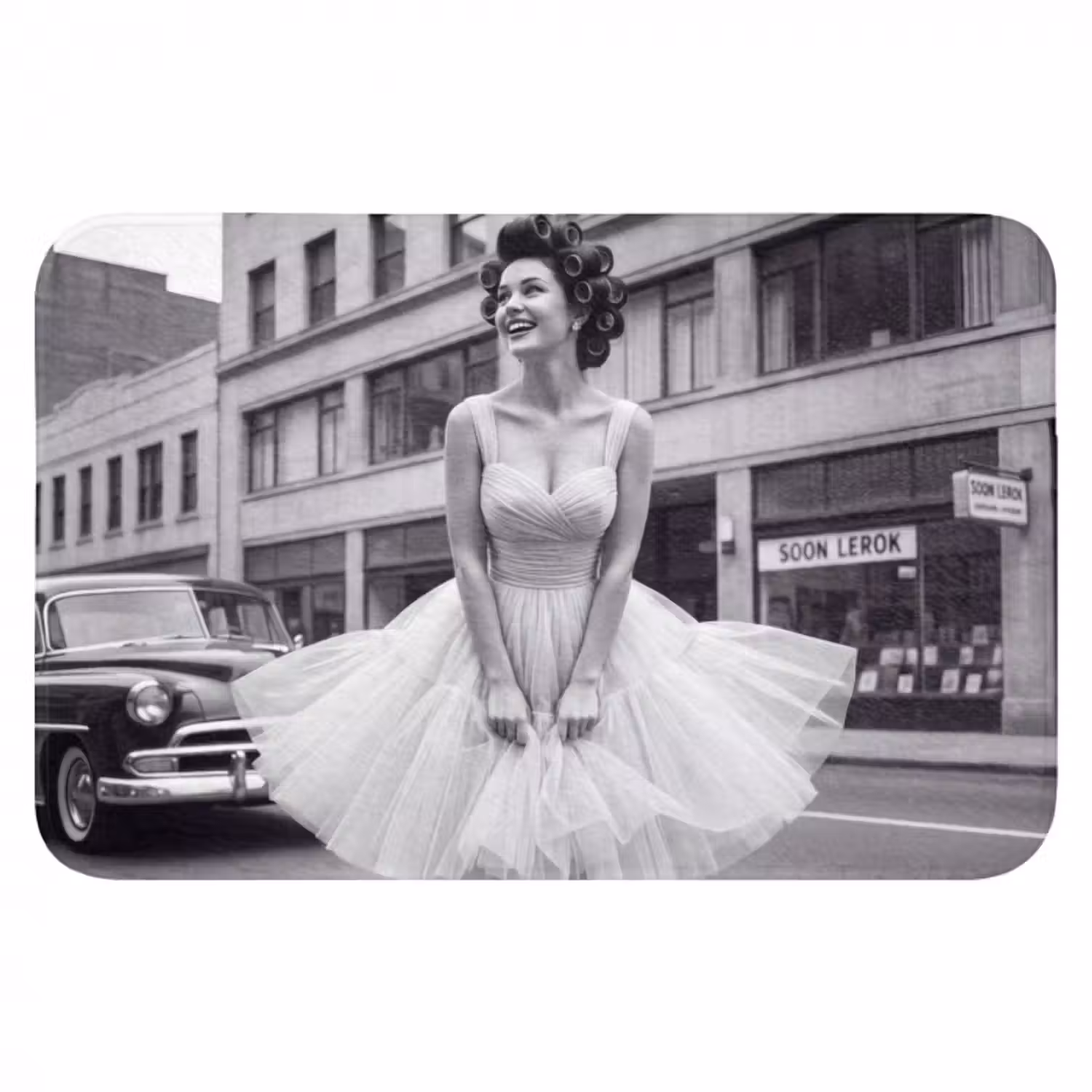 Badematte - Retro - Frau - Schwarz - Weiß