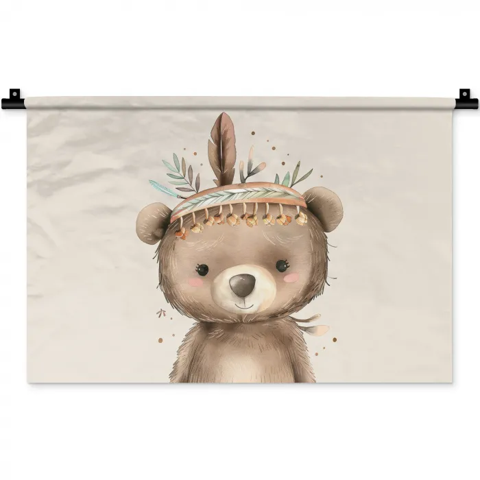 Beer - Boho - Indianentooi - Dieren Wandkleed katoen klein -zz3d