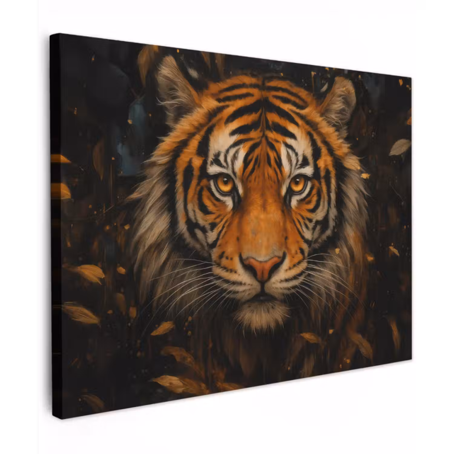Canvas schilderij - Bladeren - Tijger - Oranje