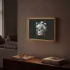 Schedel - Blauw - Bloemen - Bladeren Light Box met batterij (Wandlamp) middel -sfeer1