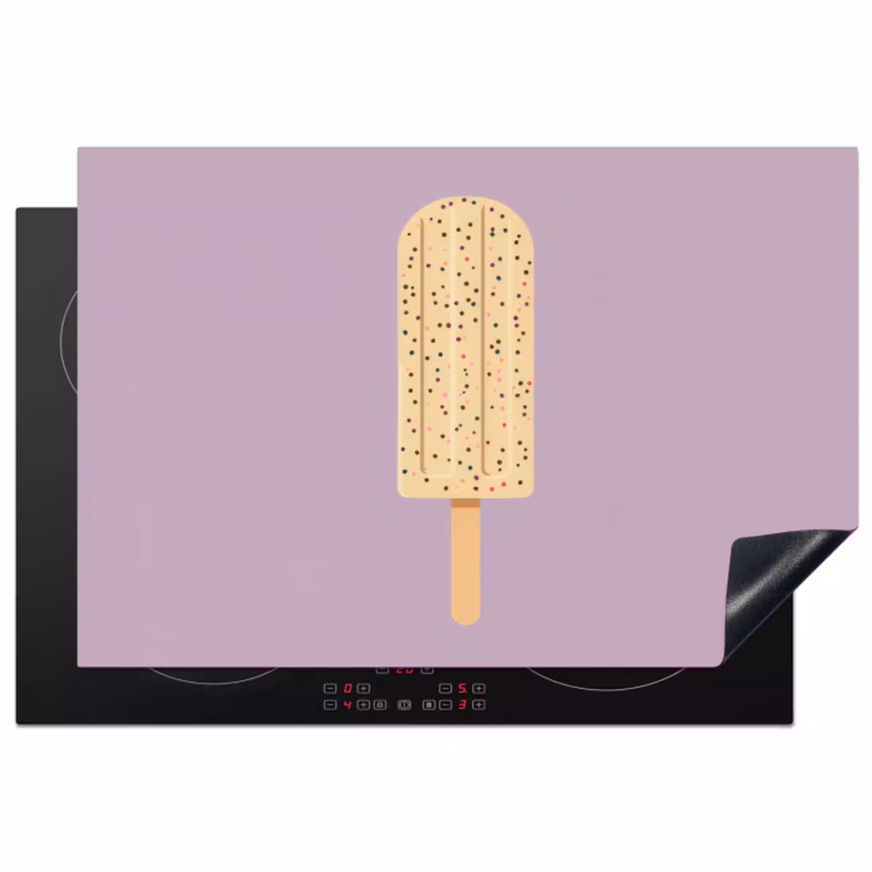 Beige - Ijsje - Spikkels Inductie beschermer vinyl 3mm klein -3d