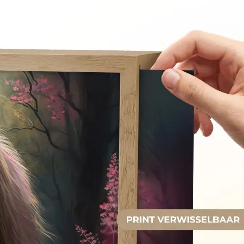 Paard - Bloemen - Roze - Natuur - Bos Light Box met batterij (Wandlamp kind) middel -USP_websiteprintNL