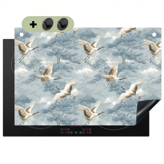Wolken - Kraanvogels - Blauw Inductie beschemer met haakjes klein 777 -3d