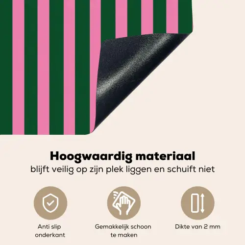 Verticale strepen - Groen - Roze Inductie beschemer met haakjes klein 777 -ky-onderkant-nl