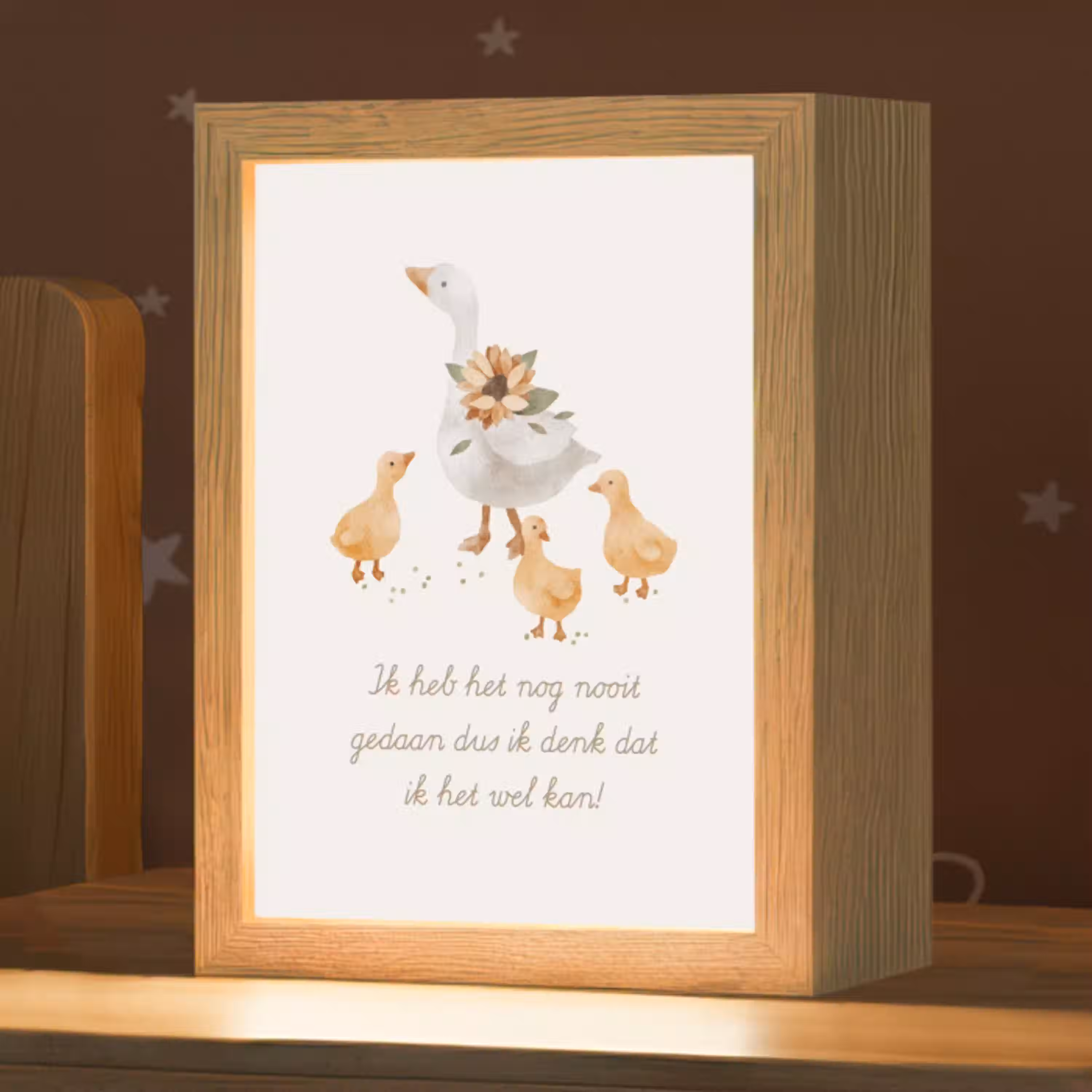 Boerderij dieren - Eend - Quote - 'Ik heb het nog nooit gedaan dus ik denk dat ik het wel kan!' Light Box met kabel klein -zzz_3d_website