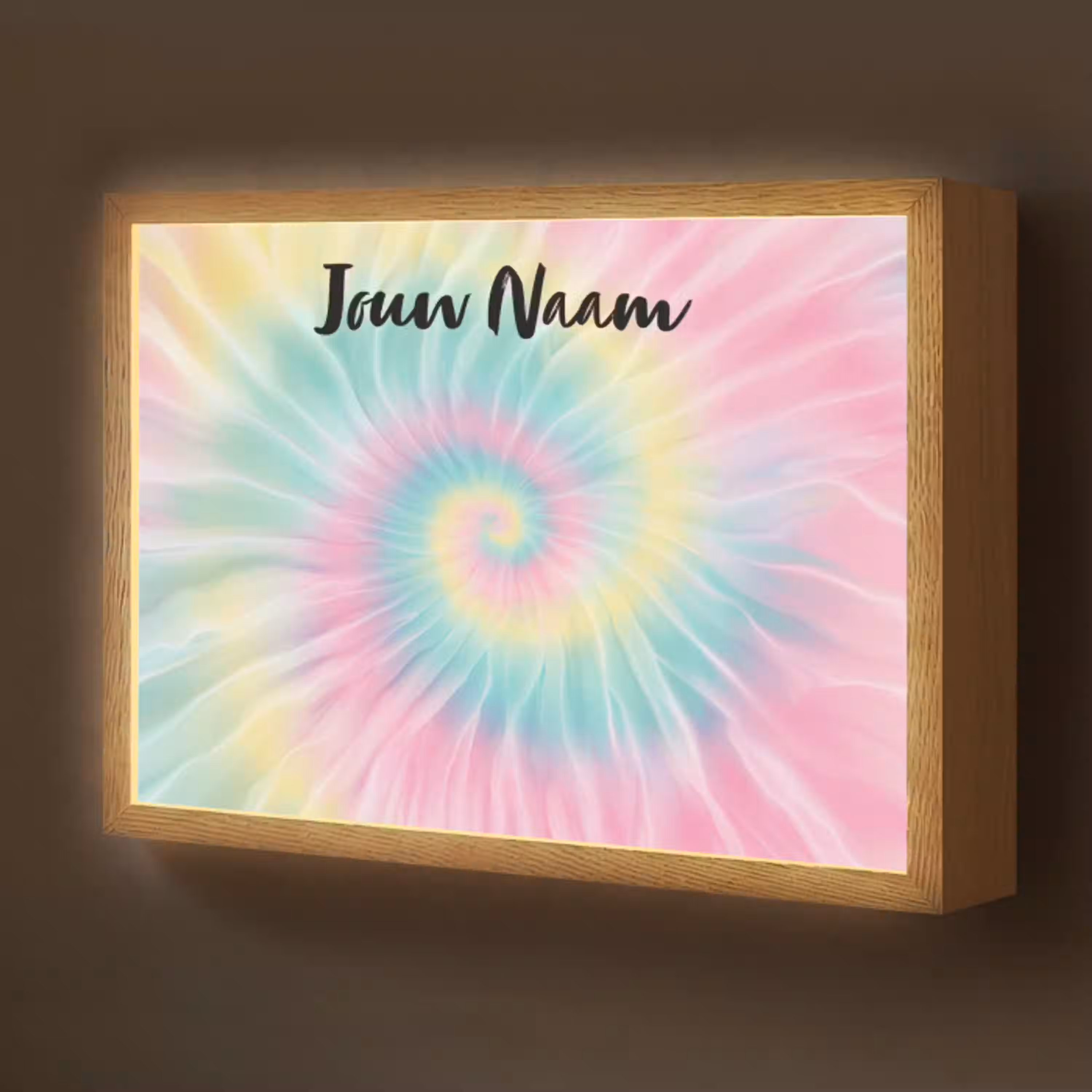 Tie Dye - Pasteltinten - Roze Light Box met batterij (Wandlamp kind) middel -z3d_website