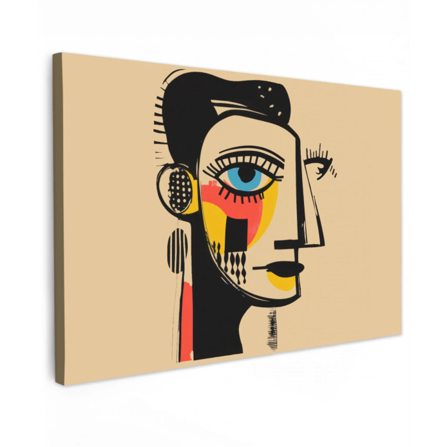 Geometrisch - Felle kleuren - Kubistische stijl canvas 2cm klein -z3d