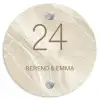 Beige - Marmer - Klassiek Naambord Rond klein -3d