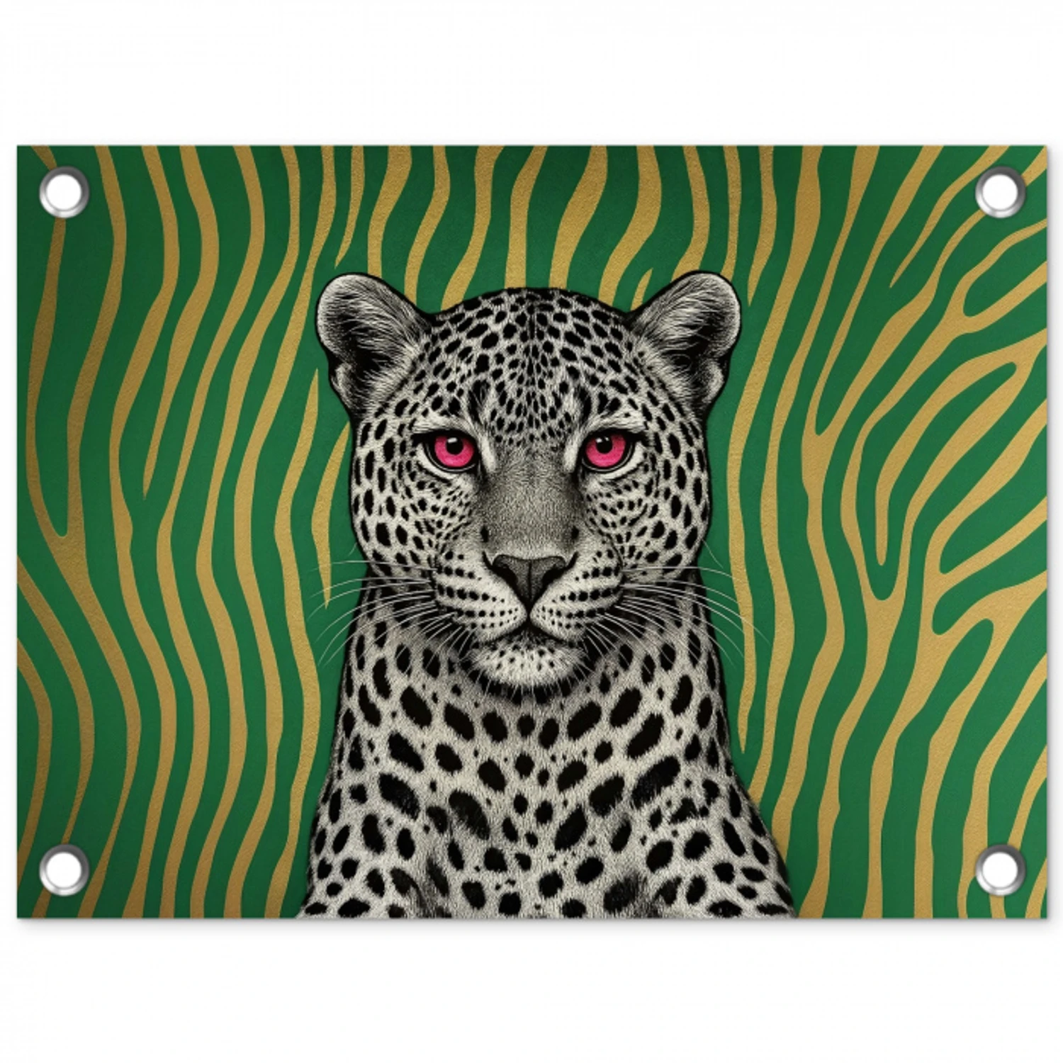 Panter - Zebrapatroon - Groen tuinposter los doek klein -3d