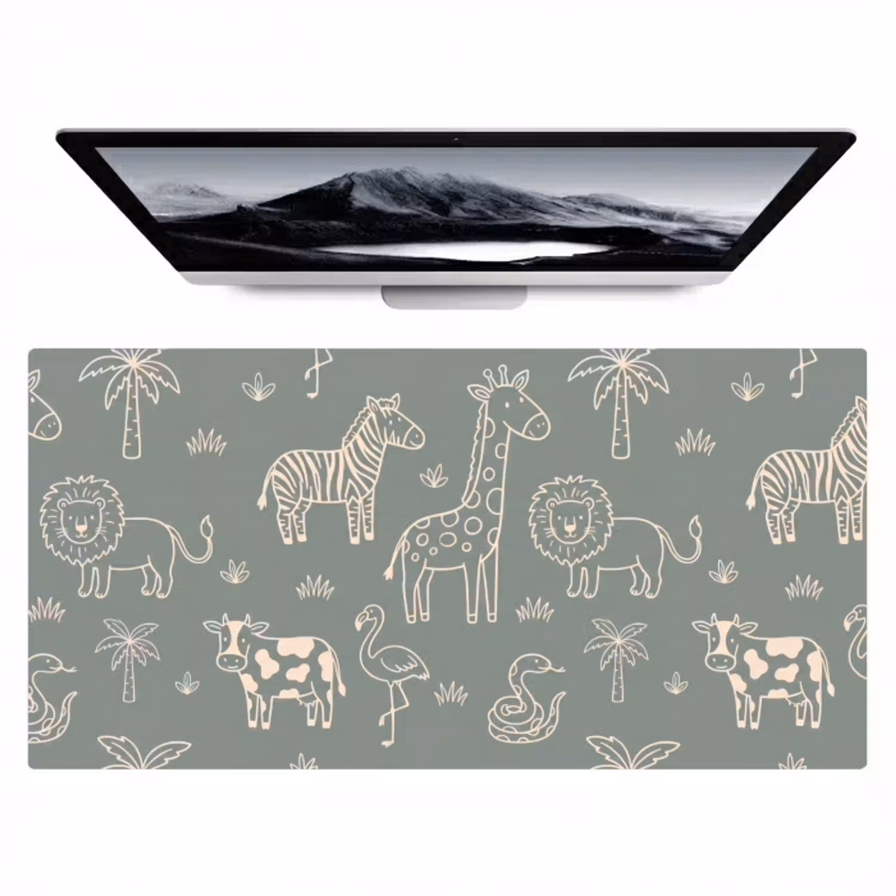Dieren - Safari - Patroon - Illustratie - Groen Muismat XXL klein -zzz3d