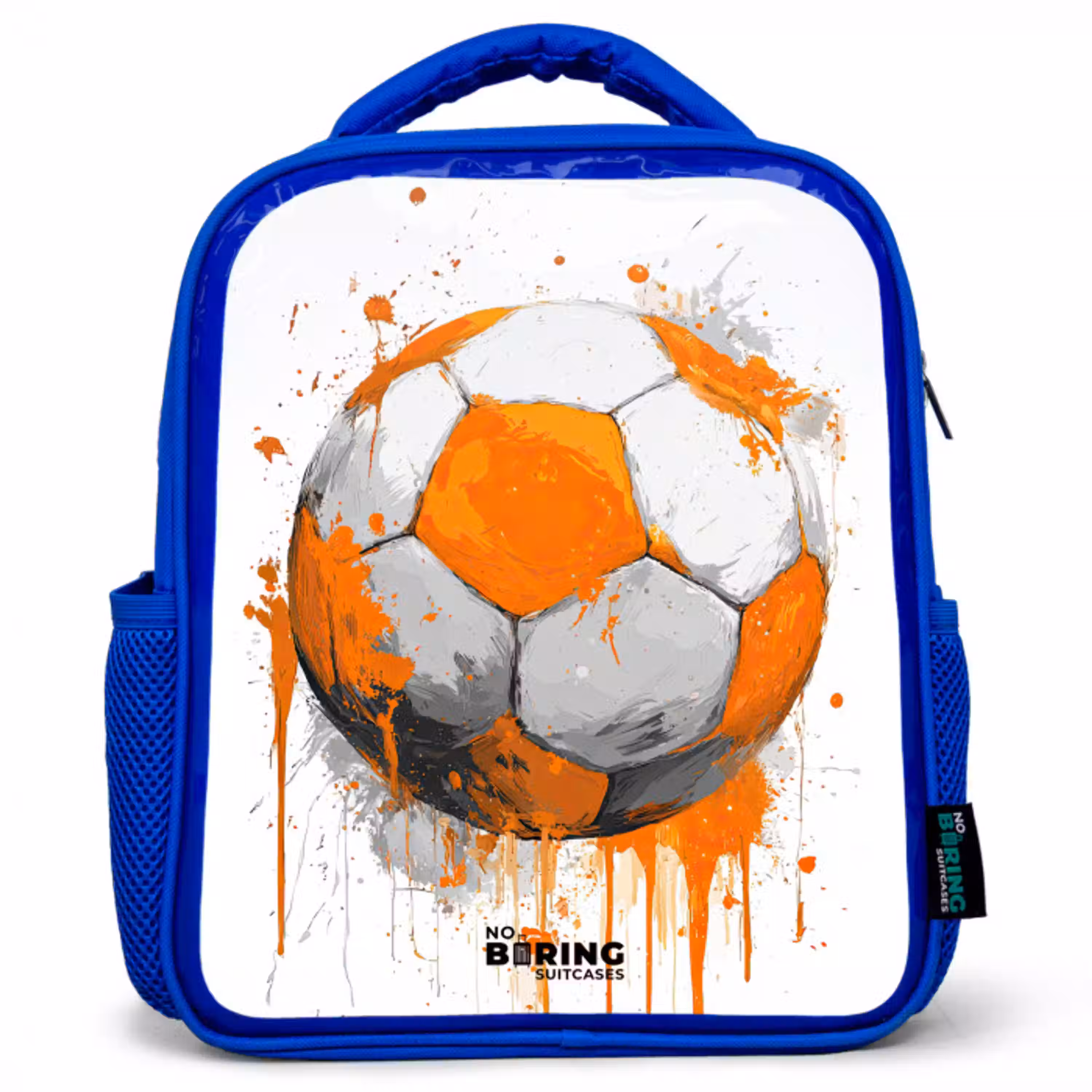 Voetbal - Verf - Oranje Kinderrugzak - Blauw middel -3d