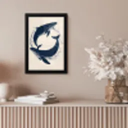 Walvissen - Spetters - Cirkel - Donkerblauw fotolijst zwart zonder passe partout klein -sfeer5