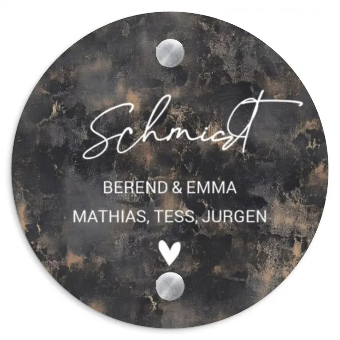 Verweerd metaal - Sierlijk Naambord Rond klein -3d