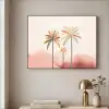 Palmbomen - Heuvels - Minimalistisch - Zachtroze Textielframe - compleet frame klein -sfeer2