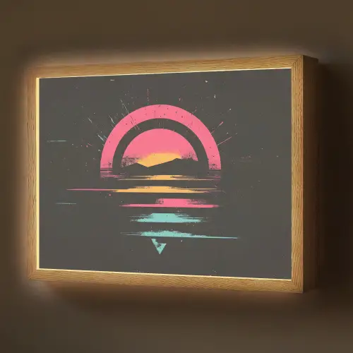 Cirkel - Abstract - Roze Light Box met batterij (Wandlamp) middel -z3d_website