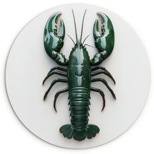 Kreeft - Glossier - Groen - Wit Wandcirkel kunststof plaat 5mm dik klein -3d