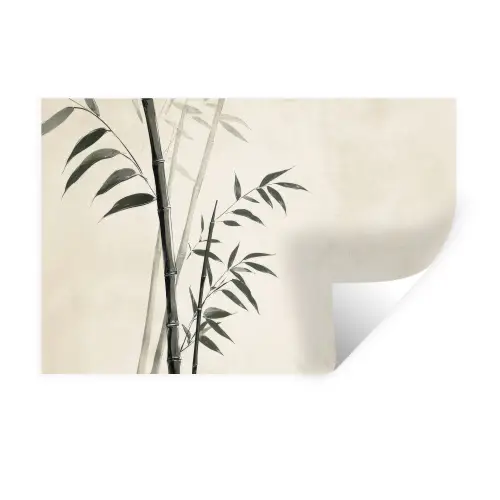 Japandi - Bamboe - Beige Muursticker klein -3d