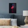 Flamingo - Roze - Neon - Licht fotolijst zwart zonder passe partout klein -sfeer3