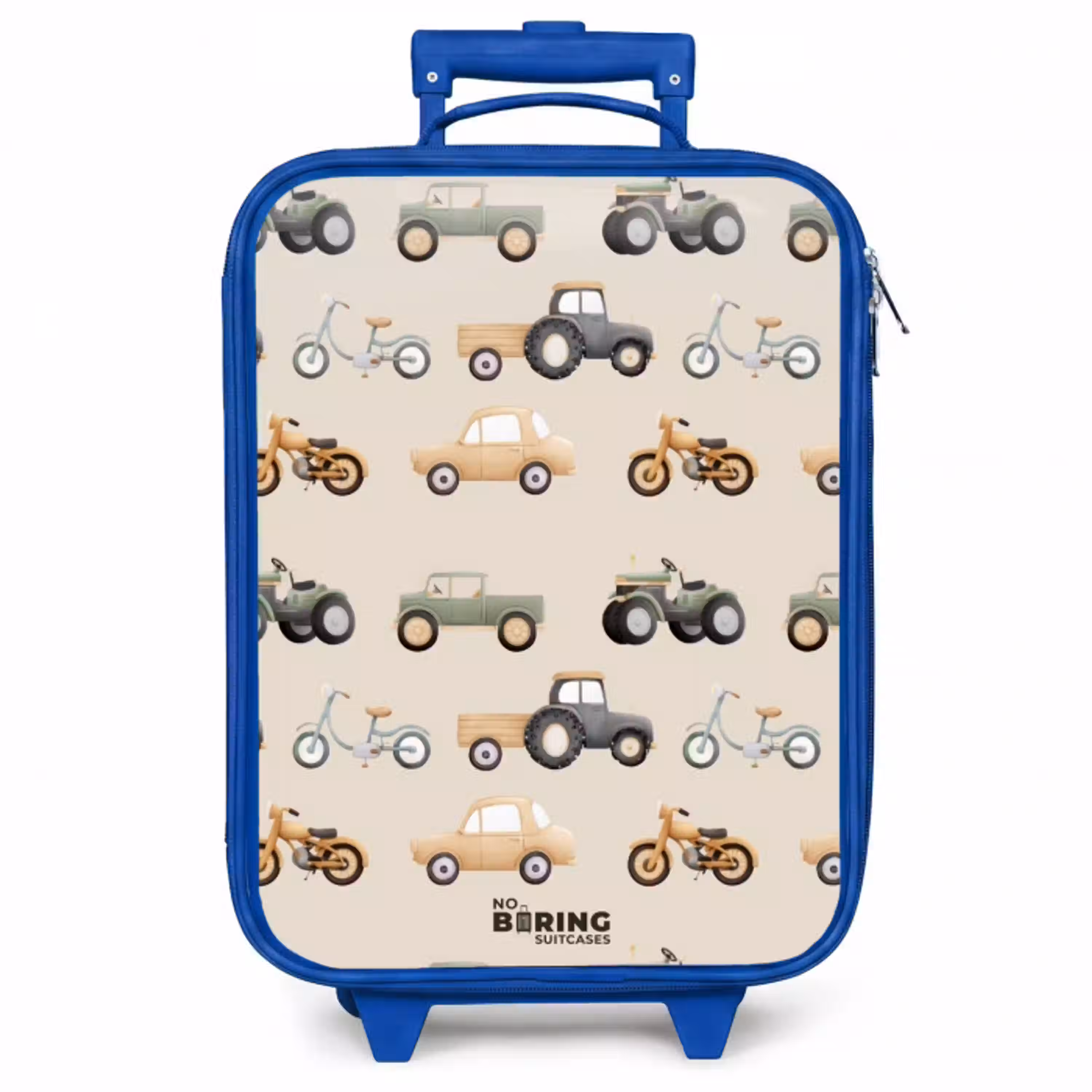Retro voertuigen patroon Kinderkoffer - Blauw klein -zzz_website3d
