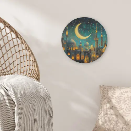 Islamitisch - Moskee - Ramadan - Islam Akoestische PET Vilt - Rond klein -sfeer4