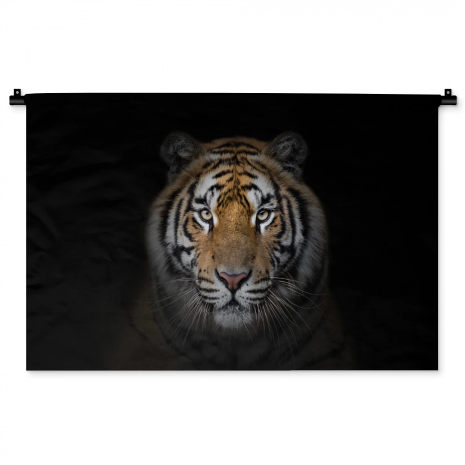 Tijger - Wilde dieren - Portret - Zwart - Dieren Wandkleed katoen middel -zz3d