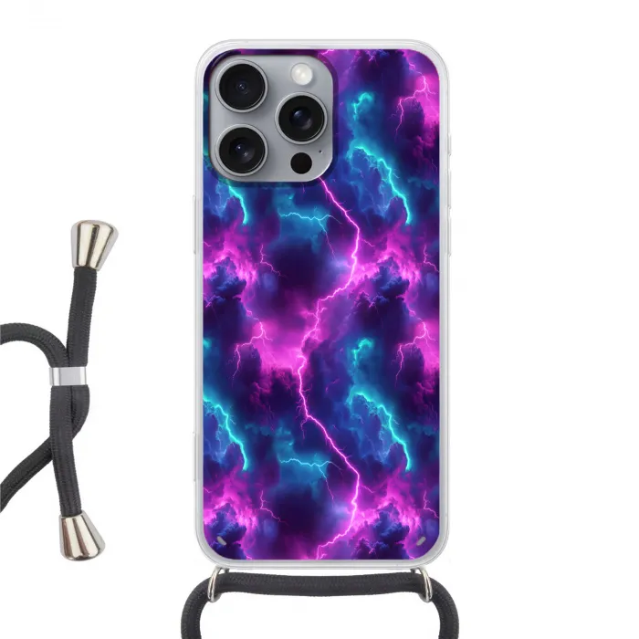 Elektrisch - Neon - Lucht Hoesje iPhone 16 Pro Max met koord klein 804 -3d
