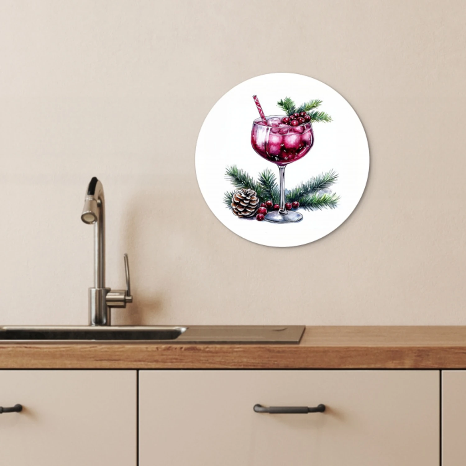 Winter - Cocktail - Decoratie - Drank - Kerst KitchenYeah - Keuken - Wandcirkel Forex klein -sfeer3