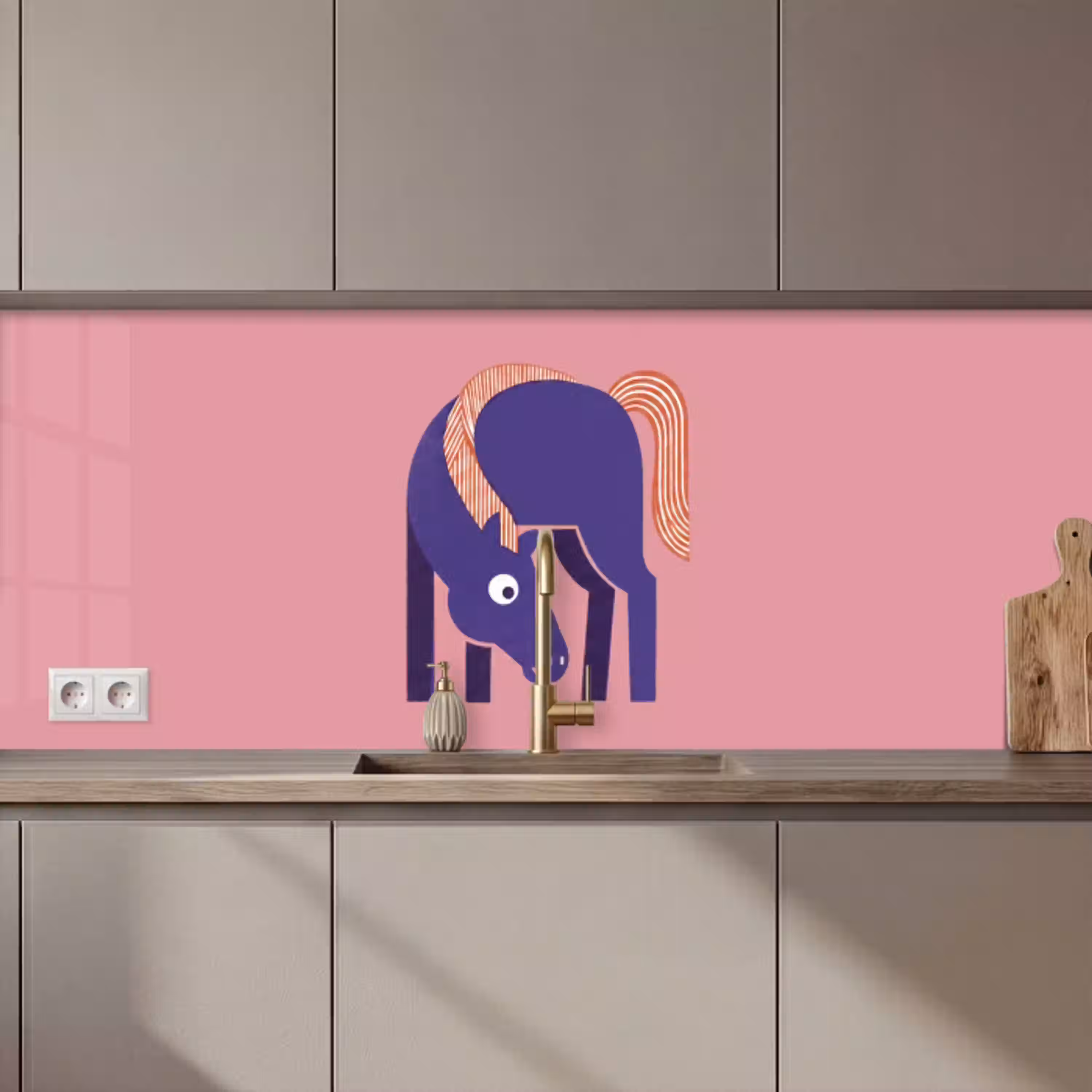 Paard - Abstract - Dieren - Modern - Blauw keuken achterwand 2 middel zz_3dshopping