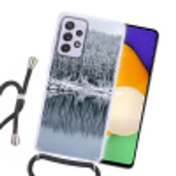 Bos - Reflectie - Meer - Winter - Serene Hoesje Samsung Galaxy A52 5G met koord klein -sfeer1