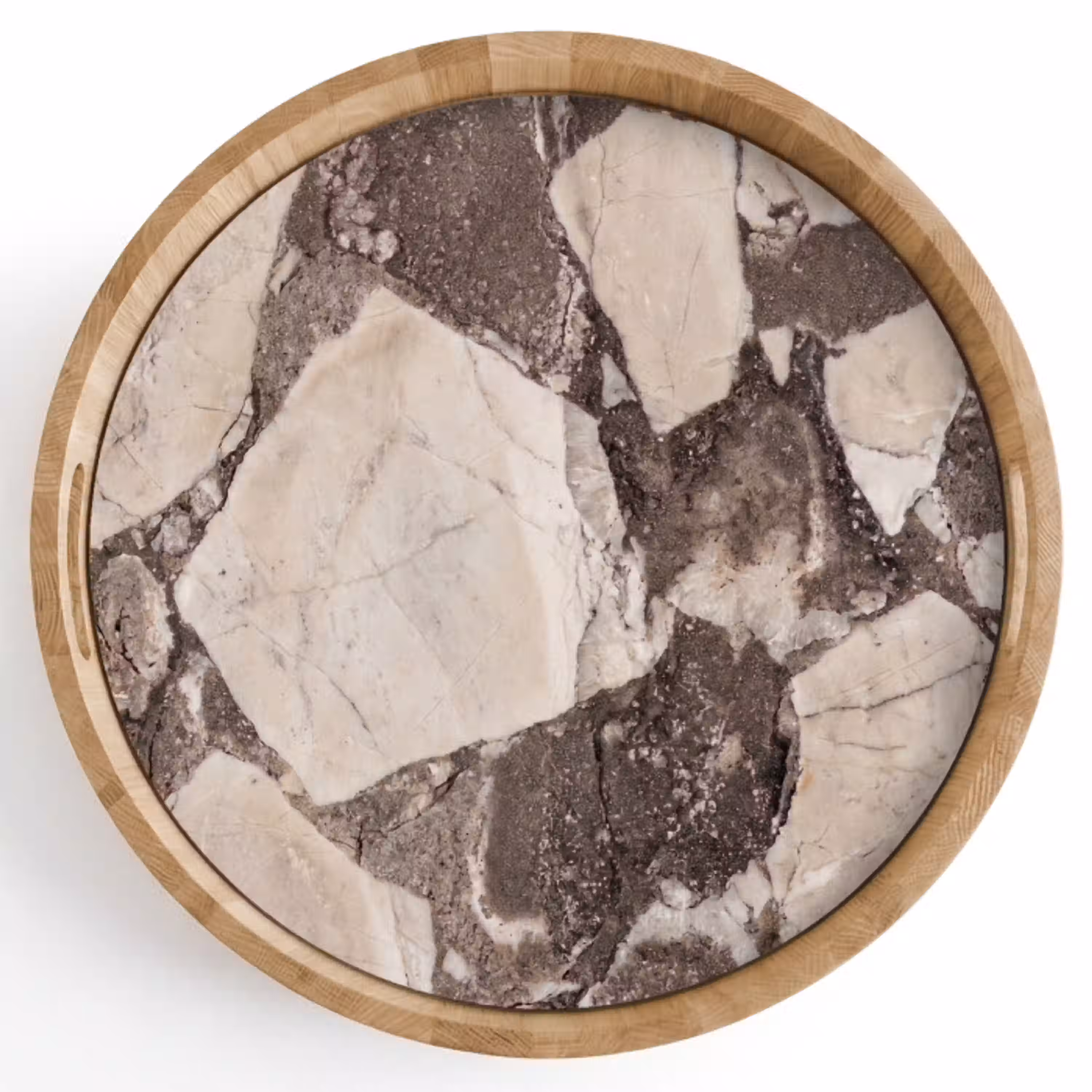 Textuur - Marmer - Abstract - Beige - Bruin Dienblad Rond middel -z3d_shopping