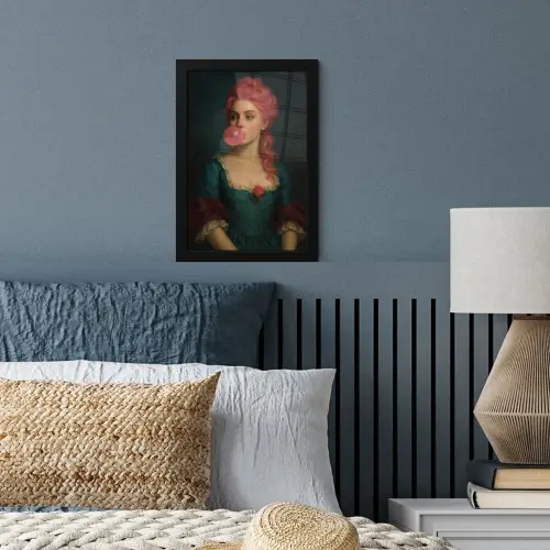 Vrouw - Portret - Kauwgombel fotolijst zwart zonder passe partout klein -sfeer3
