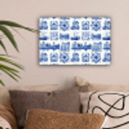 Huizen - Schepen - Blauw canvas 2cm klein 34 -sfeer1