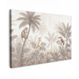 Jungle - Dieren - Palmbomen canvas 2cm klein -z3d