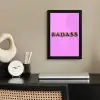 Felroze - Badass - Panterprint - Schaduw fotolijst zwart zonder passe partout klein -sfeer1