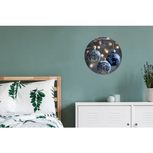 Kerstbal - Versierd - Blauw Wandcirkel aluminium klein -slaapkamer