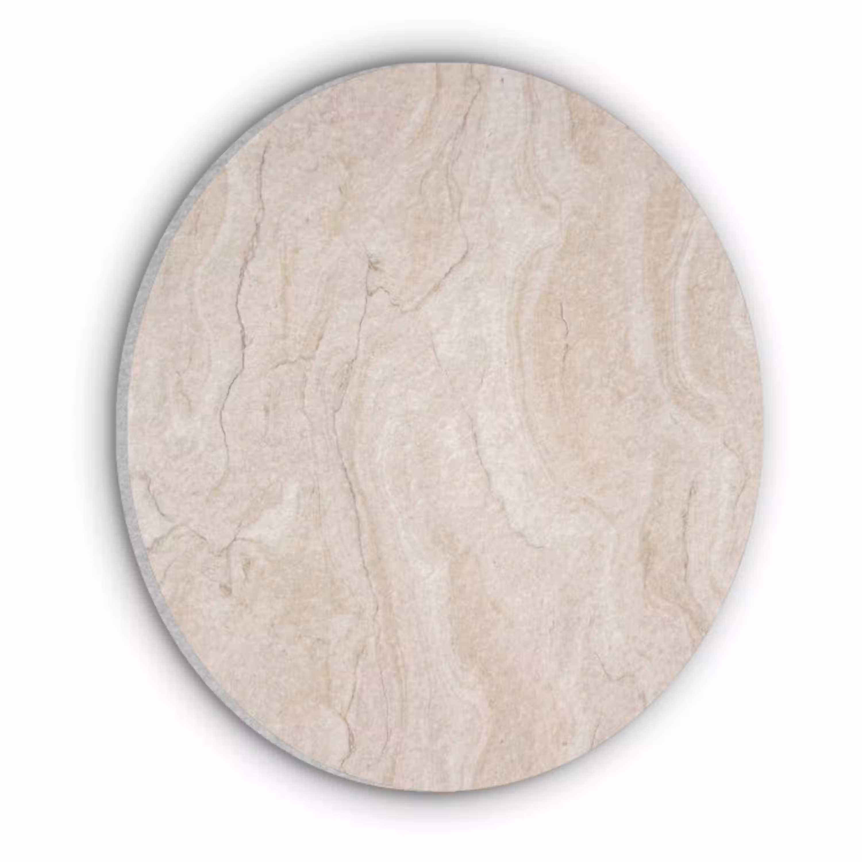 Marmer - Patroon - Beige - Steen - Abstract Akoestische PET Vilt - Rond klein -3d