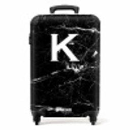 Marmer print - Zwart - Letter K NBS - Handbagage koffer - Unisex middel -productfoto_recht