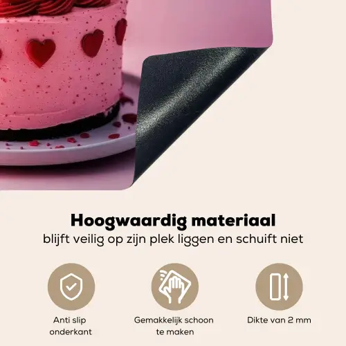 Taart - Hart - Roze Inductie beschemer met haakjes klein -ky-onderkant-nl