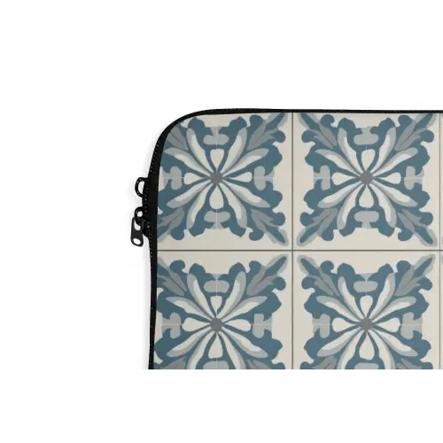 Dessin - Tegel - Blauw laptophoes neopreen klein 279 -detail