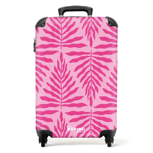 Patroon van bladeren in licht- en donkerroze NBS - Handbagage koffer - Kinderen Unisex middel -productfoto_recht