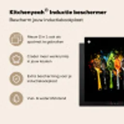 Lepels - Kruiden - Modern - Graffiti - Verf - Kleurrijk Inductie beschermer vinyl 3mm middel -zzzzzzusp-haakje_NL