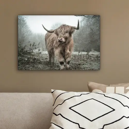 Schotse hooglander - Natuur - Herfst - Dieren - Wild - Bos canvas 2cm klein -sfeer3