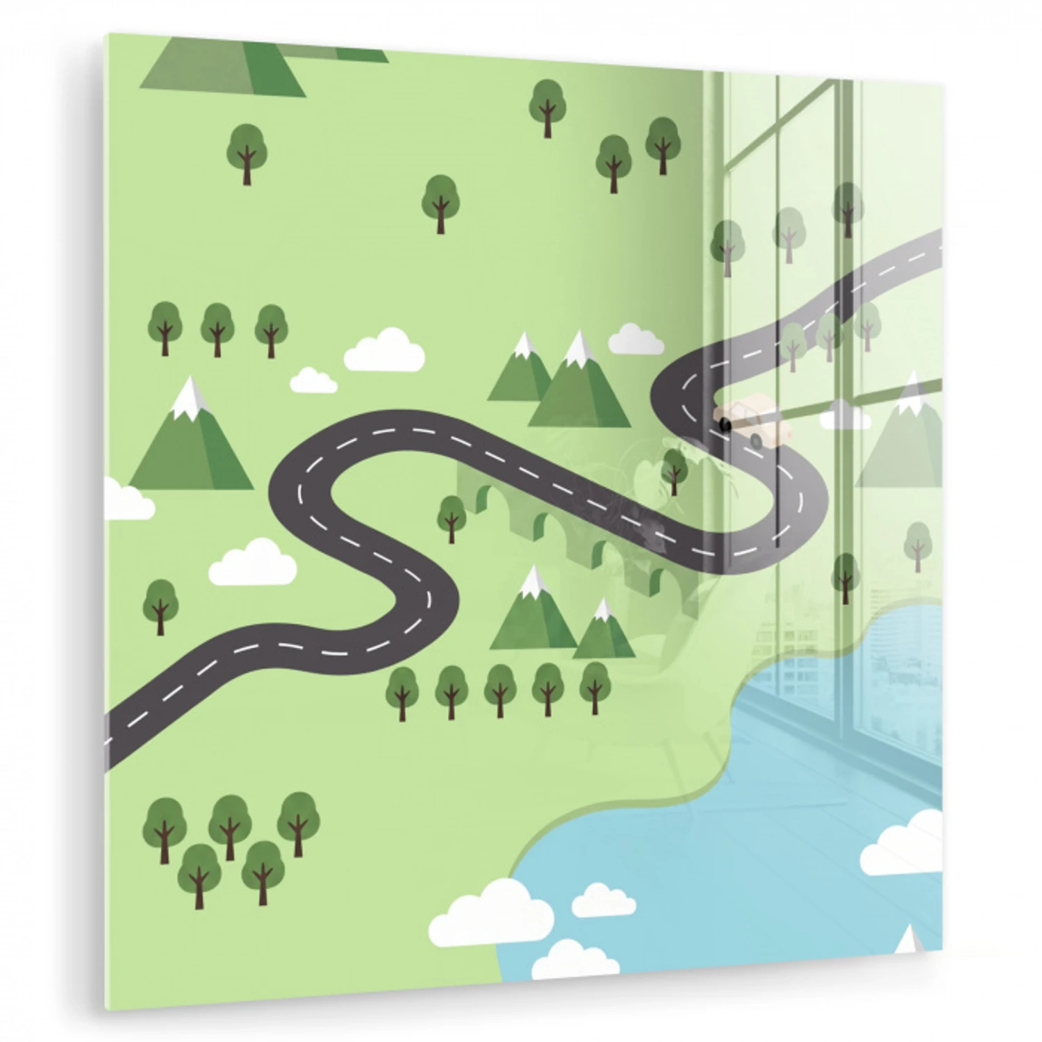Auto - Bergweg - Natuur - Illustratie plexiglas 5mm klein -zzzproduct_nieuw