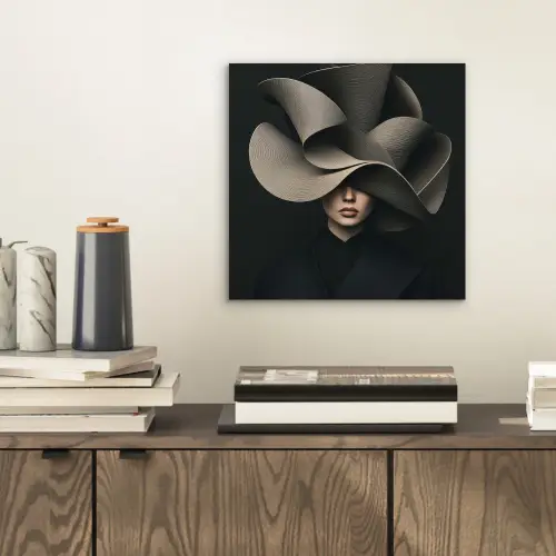 Zwarte - Hoed - Vrouw aluminium wit klein -sfeer1